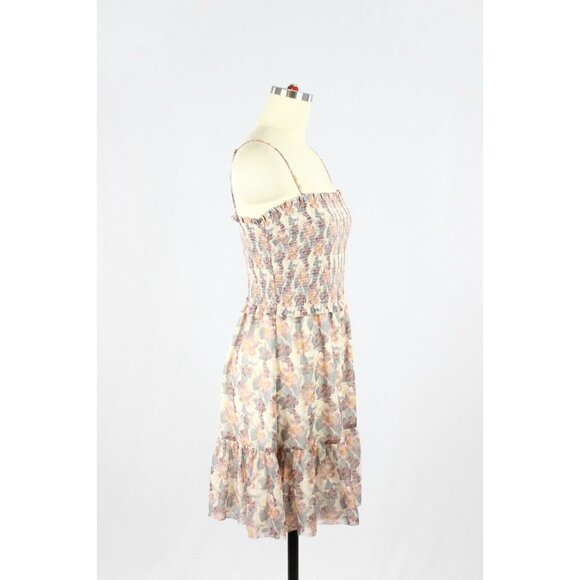 Aritzia WILFRED Tempest Floral Chiffon Ruffle Smocked Tiered Mini Dress, Size M - Picture 2 of 16